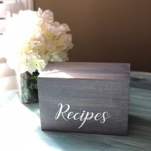 Custom Wooden Grey Recipe Box
